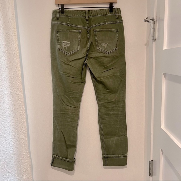 Free People Green Distressed Skinny Jeans - Picture 2 of 4